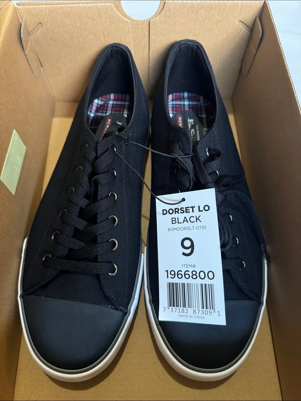 Ben Sherman Men's Black Canvas Low-Top Sneakers with White Midsole